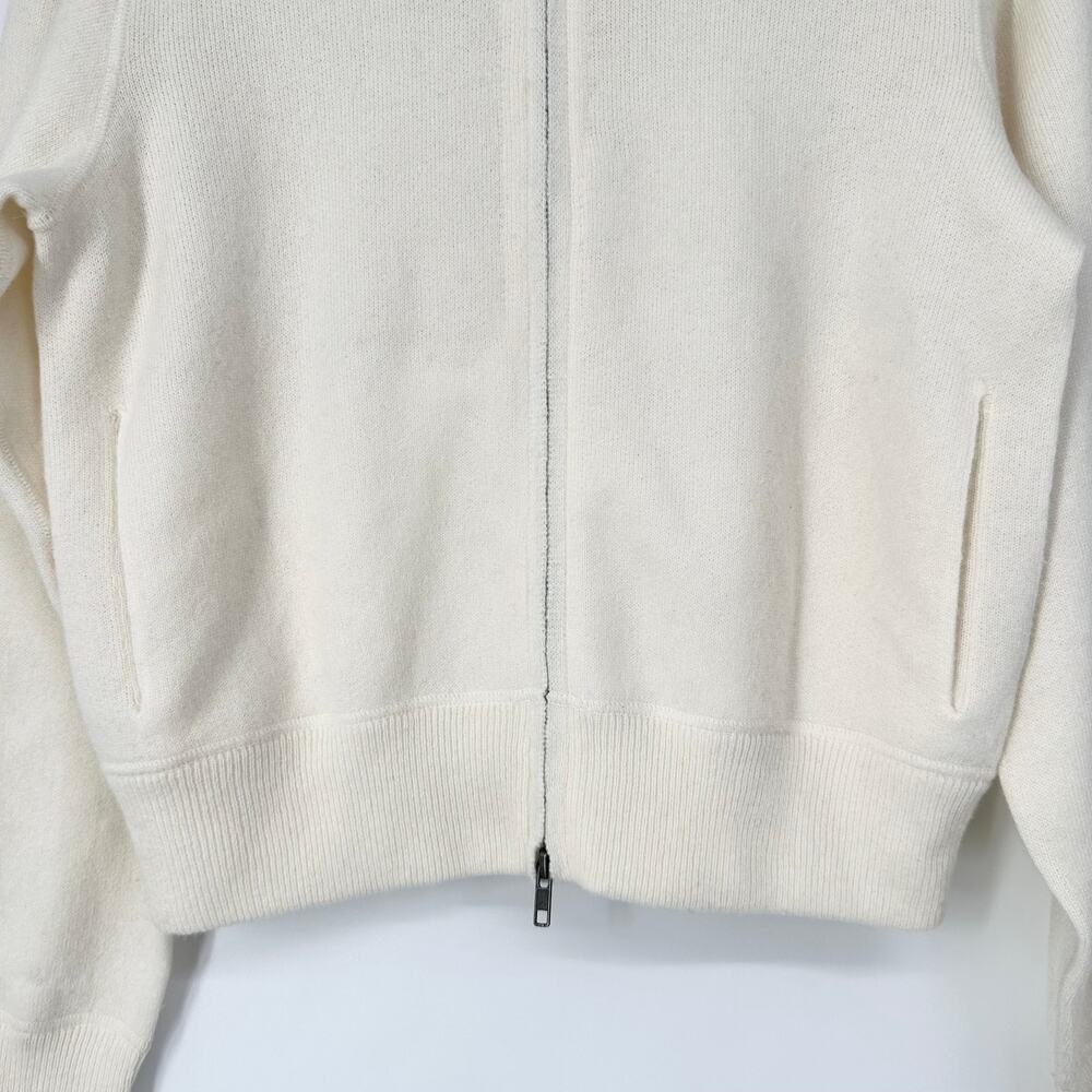 NAKED CASHMERE 100% Cashmere Zip Up Mock Neck Cardigan Sweater White Jacket - Picture 4 of 13